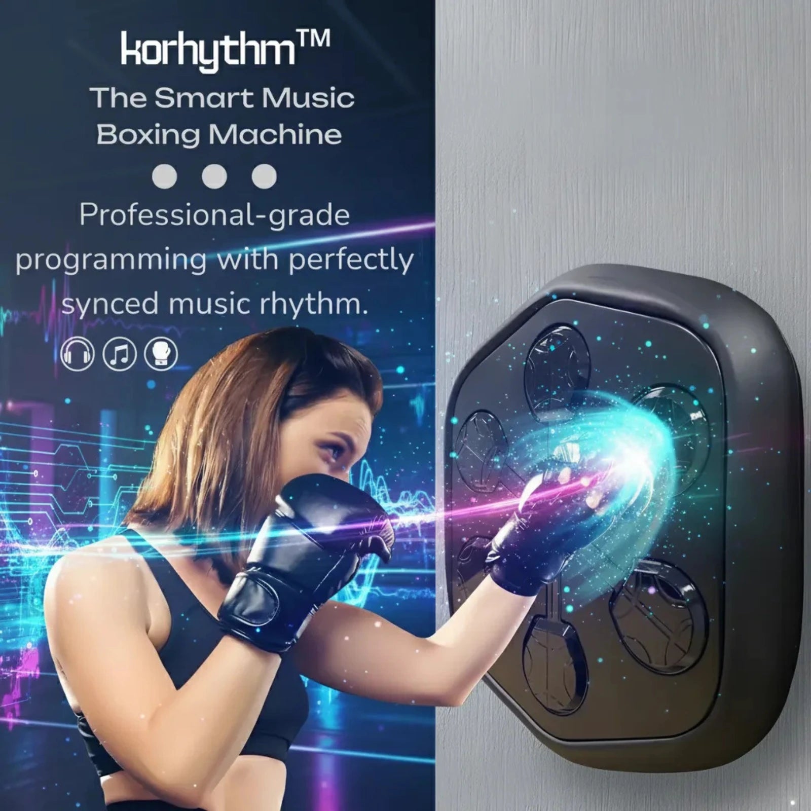 Side profile of the electronic boxing wall target showing its space-saving slim design, perfect for small apartments or home gyms.
